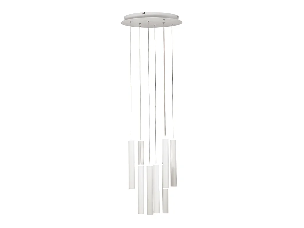 Lampada a sospensione circolare Prado 8 luci Fabas Luce - LED 52 W dimmerabile - Bianco opaco Rosone rotondo