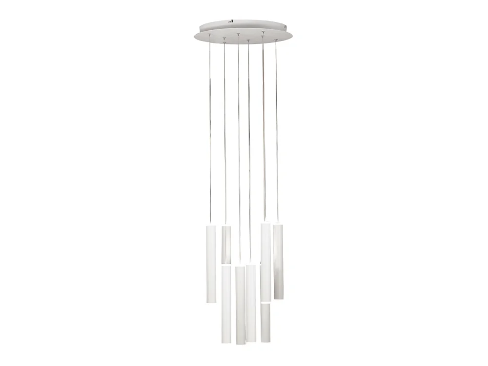 Fabas Luce Prado 8-lichts ronde hanglamp - 52W dimbare LED - Matwitte ronde plafondrozet