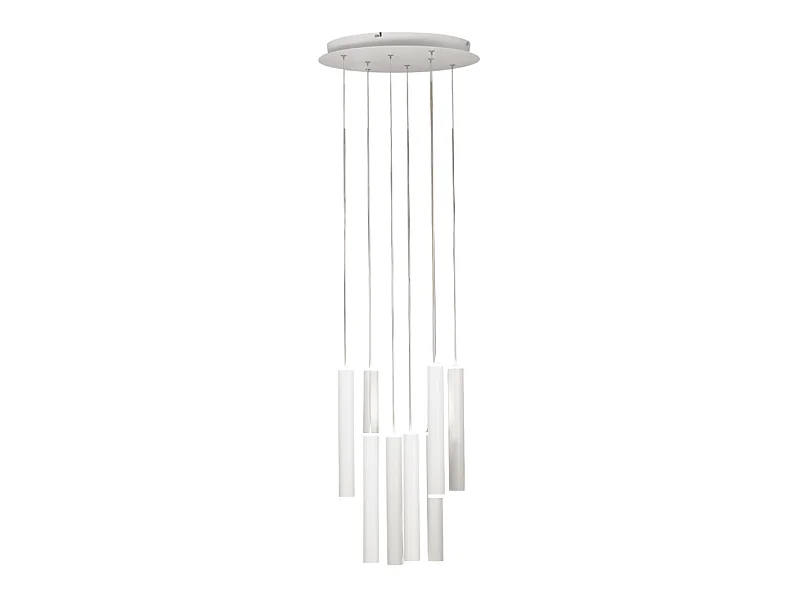 Fabas Luce Prado runde Pendelleuchte mit 8 Lichtern - 52 W dimmbare LED - mattweiße runde Deckenrosette