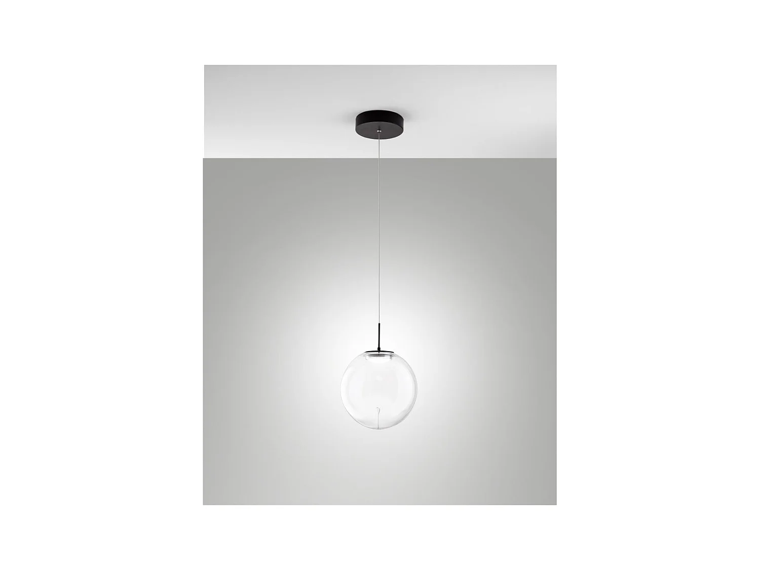 Ariel - Suspension simple transparente de Fabas Luce - LED 14W dimmable - Plafonnier design moderne
