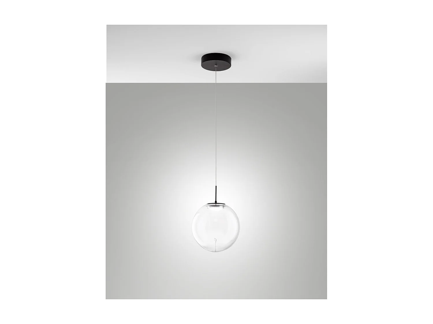 Ariel - Przezroczysta lampa wisząca pojedyncza marki Fabas Luce - Ściemnialna dioda LED 14 W - Nowoczesna lampa sufitowa