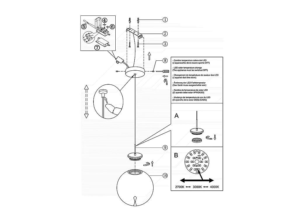 Ariel - Lampada a sospensione singola trasparente di Fabas Luce - Led 14W dimmerabile - Lampada da soffitto design moderno