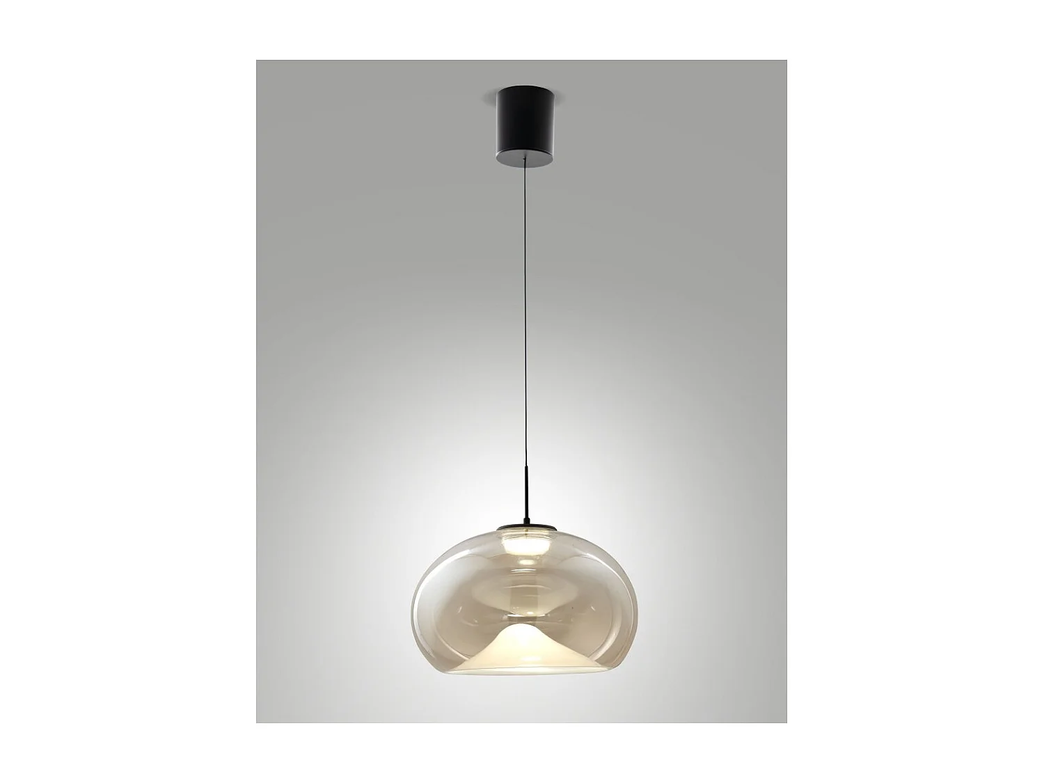 Brena - Lámpara colgante individual color coñac de Fabas Luce - LED regulable de 14 W - Lámpara de techo - Diámetro 33 cm