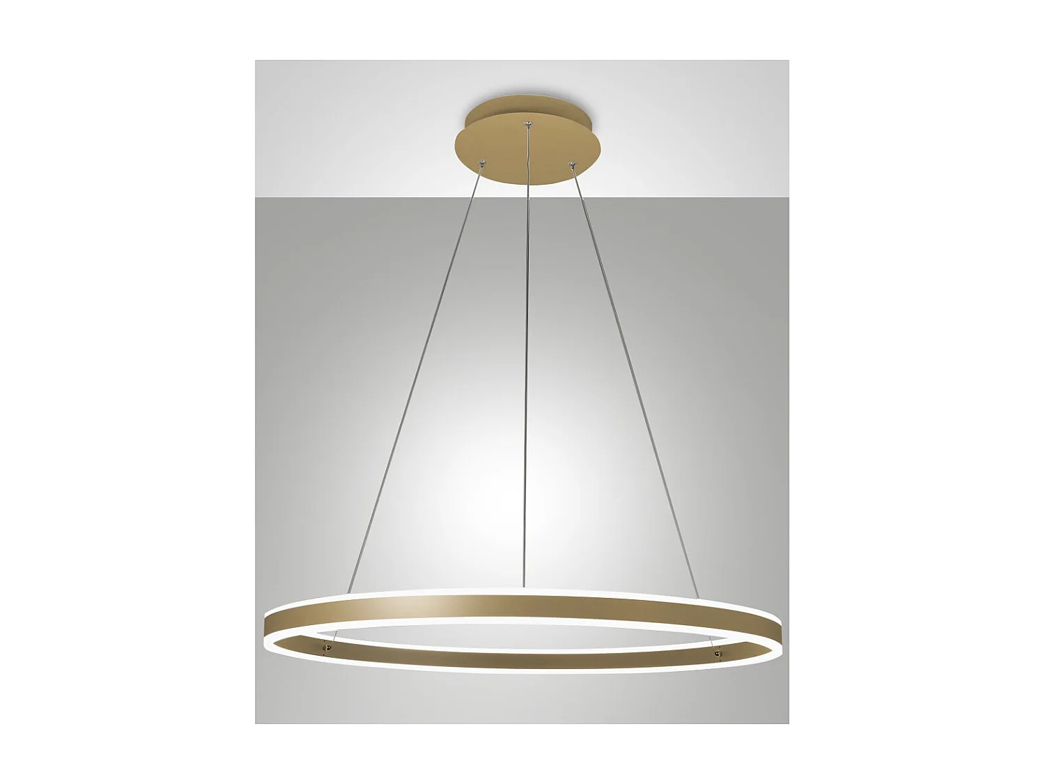 Lampada a Sospensione LED Palau 64W 3000K Dimmerabile Ø80 cm Oro opaco - Lampadario in Metallo e Metacrilato