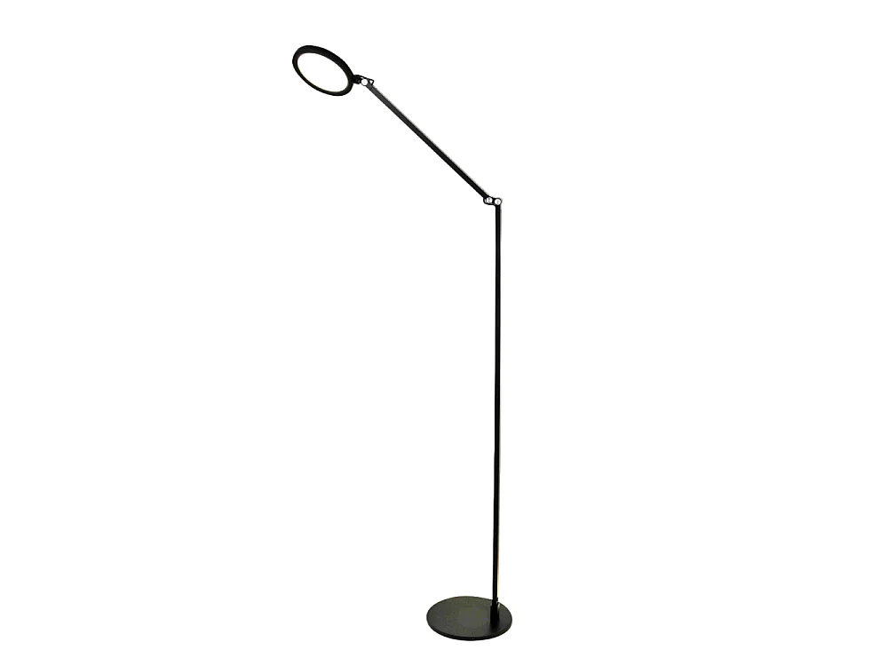 Regina - Lámpara de pie LED orientable de metal negro H.135 cm Fabas Luce - Luz LED integrada de 9 W CCT (3000K 4000K 5000K 6000K)