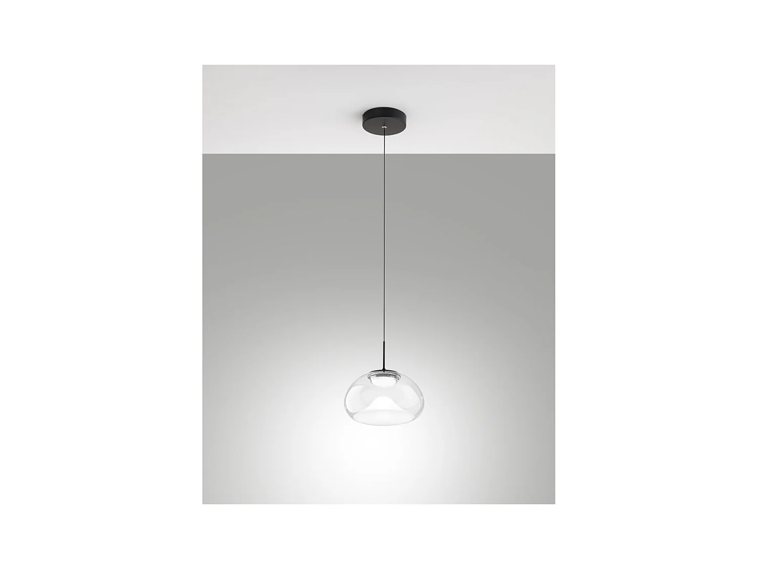 Brena - Suspension simple transparente de Fabas Luce - LED 10 W à intensité variable - Plafonnier - Diamètre 22 cm
