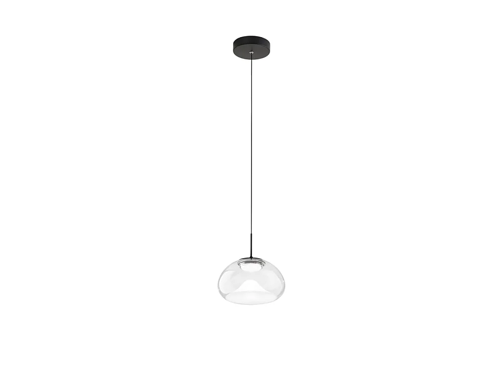 Brena - Przezroczysta lampa wisząca pojedyncza firmy Fabas Luce - Ściemnialna dioda LED 10 W - Lampa sufitowa - Średnica 22 cm