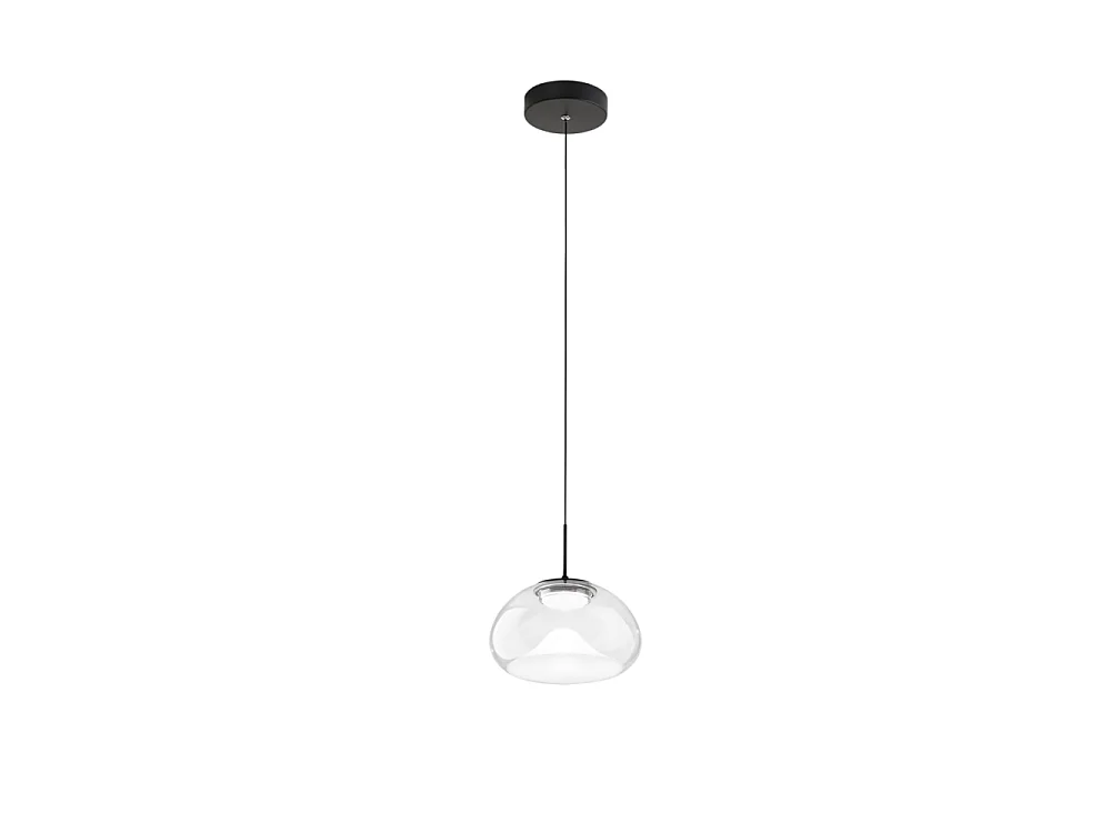 Brena - Lampada a sospensione singola trasparente di Fabas Luce - Led 10W dimmerabile - Lampada da soffitto - Diametro 22cm