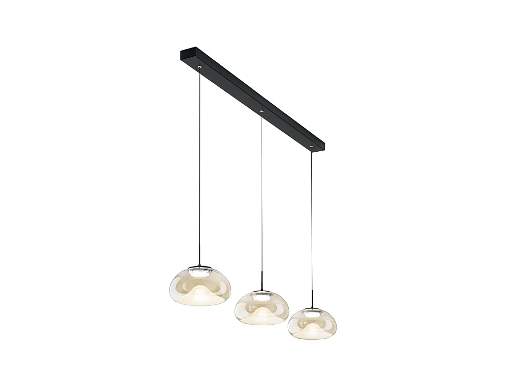 Brena - Lámpara colgante Fabas Luce de 3 luces - LED regulable de 30 W - Diseño lineal color coñac