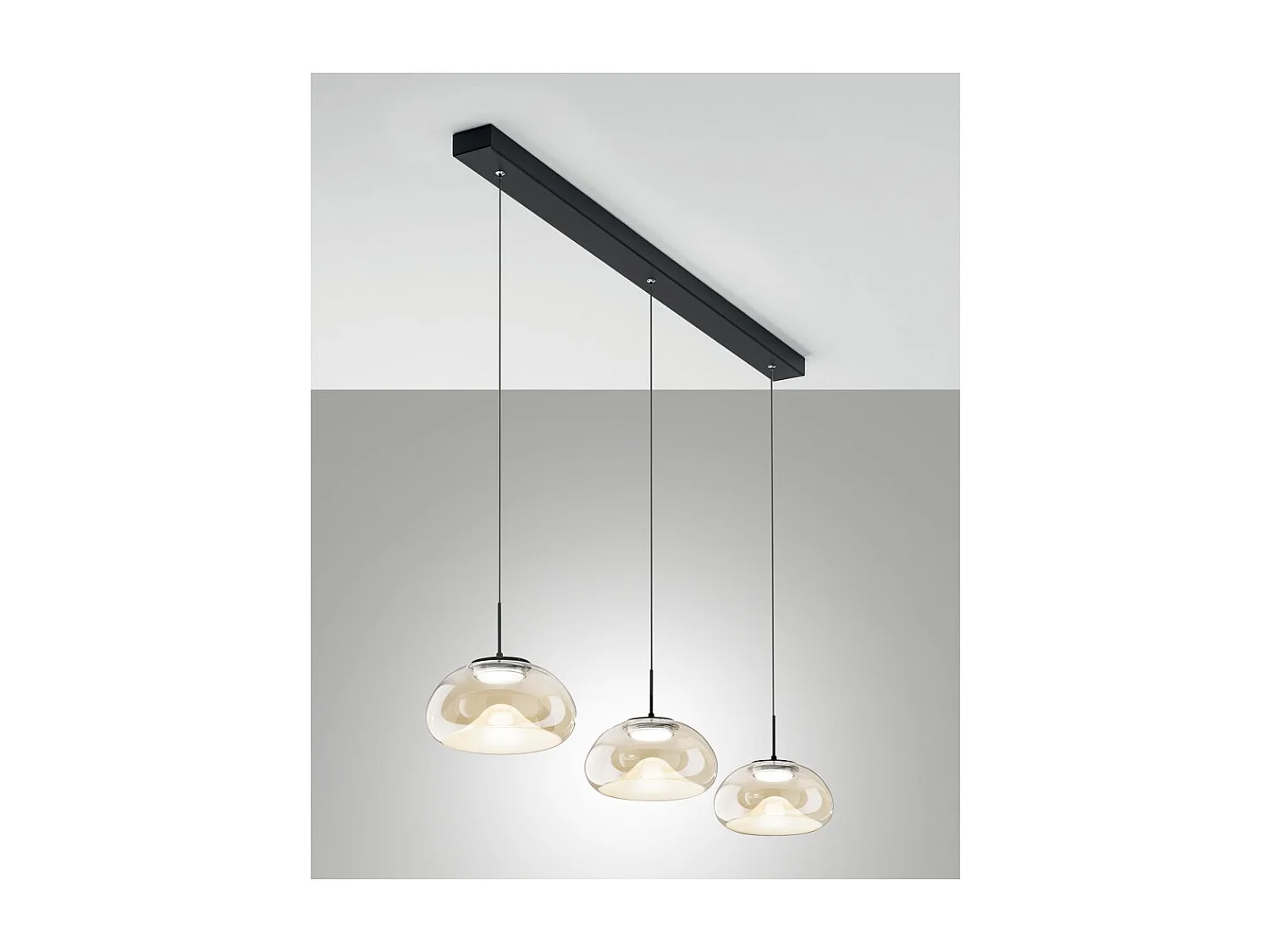 Brena - Fabas Luce 3-lichts hanglamp - 30W dimbare LED - Cognac lineair design