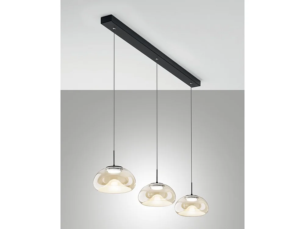 Brena - Fabas Luce Pendellampe med 3 Lys - 30W Dæmpbar LED - Cognac Lineært Design