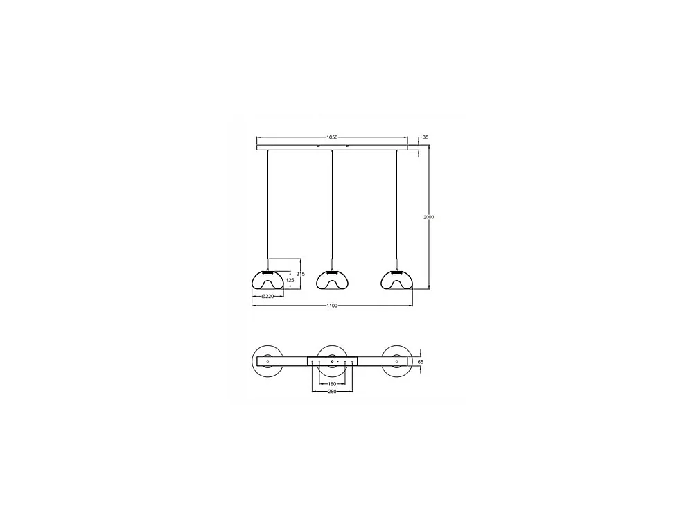 Brena - Fabas Luce Pendellampe med 3 Lys - 30W Dæmpbar LED - Cognac Lineært Design