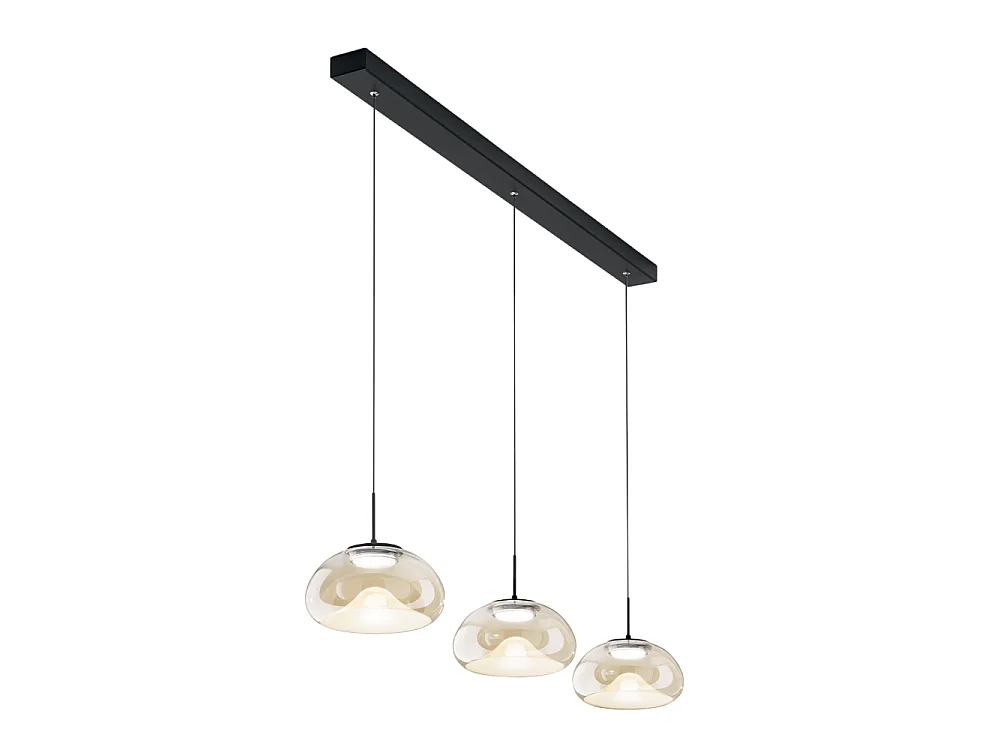 Brena - Lampadario a sospensione 3 luci Fabas Luce - LED 30W dimmerabile - Cognac Design lineare