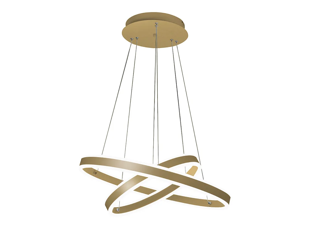 Palau LED-Pendelleuchte 108W 3000K dimmbar Ø60 und Ø40 cm Mattgold - Zwei Metall- und Methacrylatringe