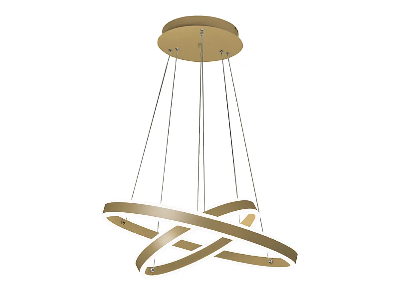Palau LED-Pendelleuchte 108W 3000K dimmbar Ø60 und Ø40 cm Mattgold - Zwei Metall- und Methacrylatringe