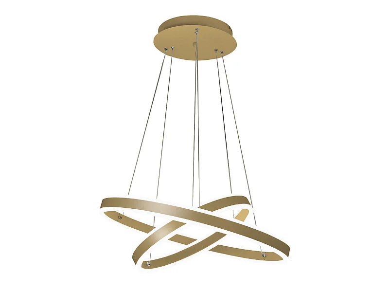 Palau LED-Pendelleuchte 108W 3000K dimmbar Ø60 und Ø40 cm Mattgold - Zwei Metall- und Methacrylatringe