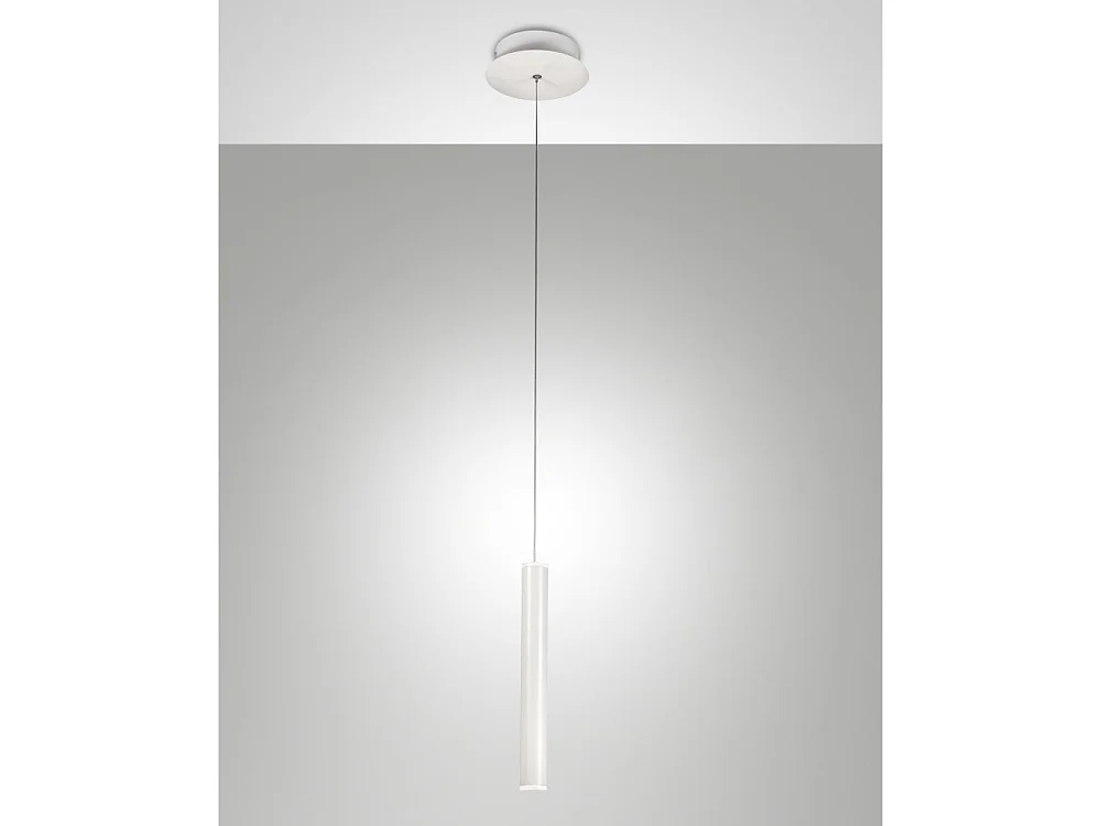 Prado enkelt pendellampe i hvid af Fabas Luce - 6,5W dæmpbar LED, moderne design