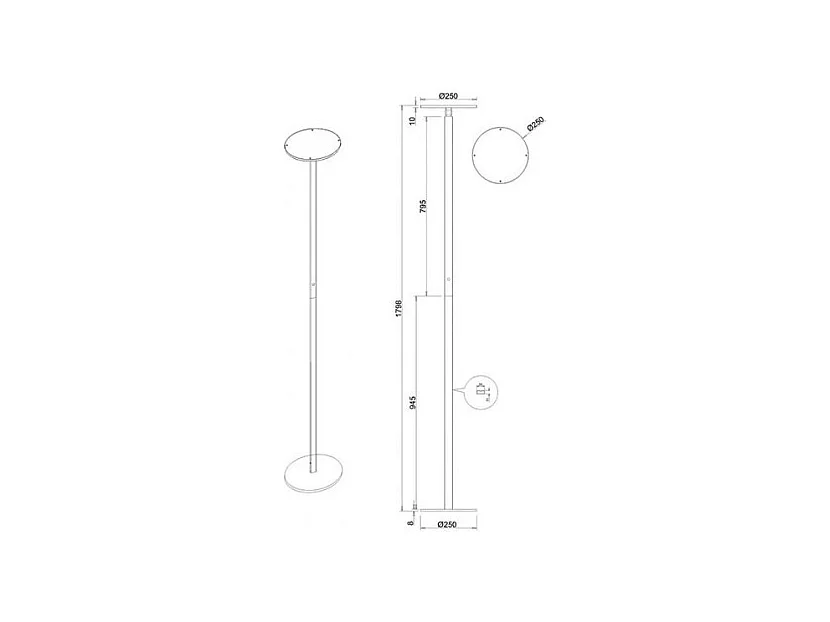 Regina – Runde, verstellbare LED-Stehleuchte aus weißem Metall, H. 180 cm, Fabas Luce – Integriertes 35-W-LED-Licht, CCT (3000 K – 6000 K)