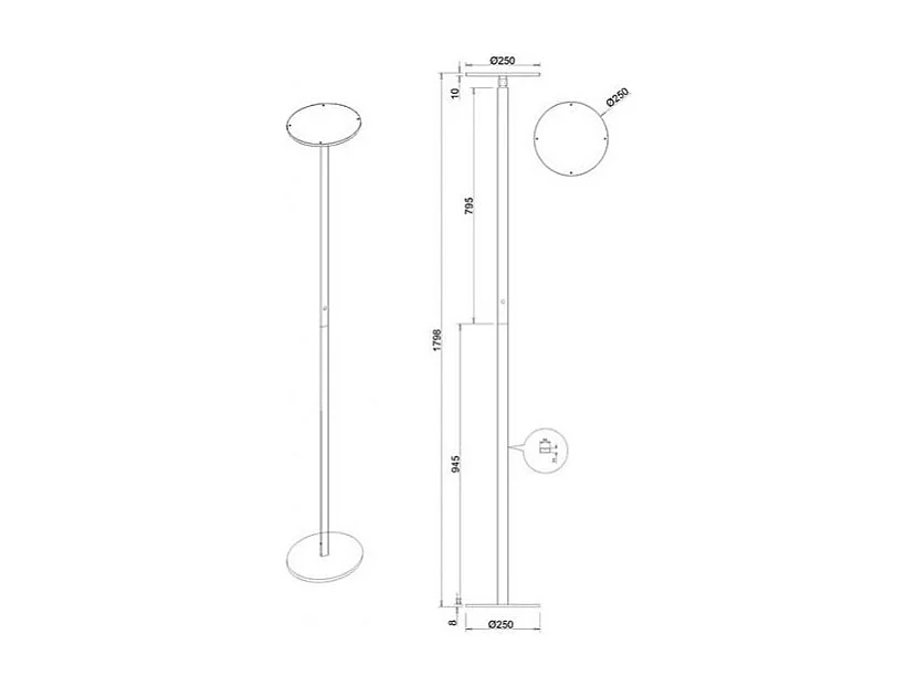 Regina - Lampadaire LED rond blanc réglable en métal H.180 cm Fabas Luce - Éclairage LED 35 W intégré CCT (3000K-6000K)
