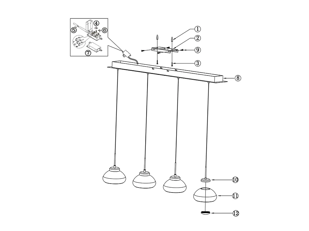 Arabella - Lampada a sospensione 4 luci Fabas Luce - LED 32W - Bianca Design moderno