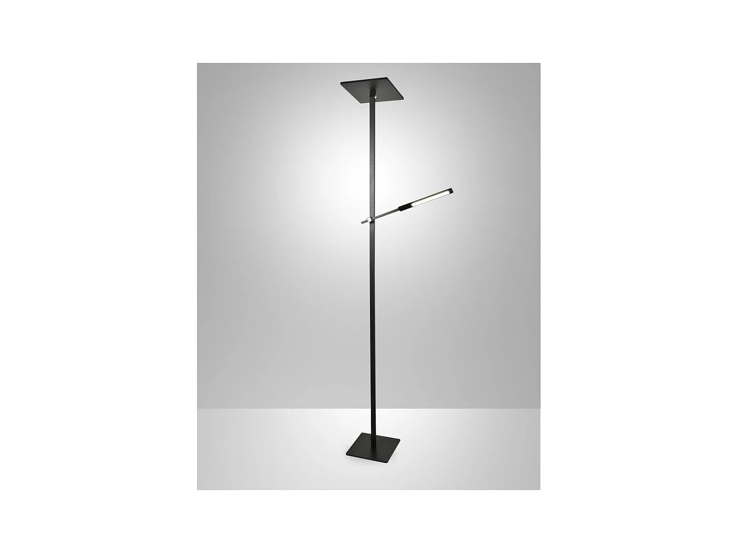 Ideal - Schwarze LED-Stehleuchte aus Metall H.180 cm Fabas Luce - 2 Lichter mit 40 W und 8 W mit integrierter LED 3000 K