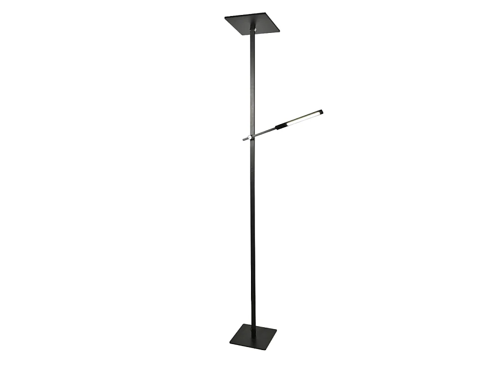 Ideaal - Zwarte LED vloerlamp in metaal H.180 cm Fabas Luce - 2 lampen van 40W en 8W met geïntegreerde LED 3000K