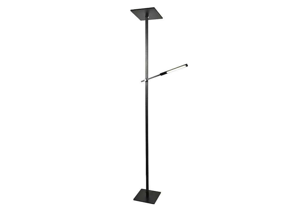 Ideaal - Zwarte LED vloerlamp in metaal H.180 cm Fabas Luce - 2 lampen van 40W en 8W met geïntegreerde LED 3000K