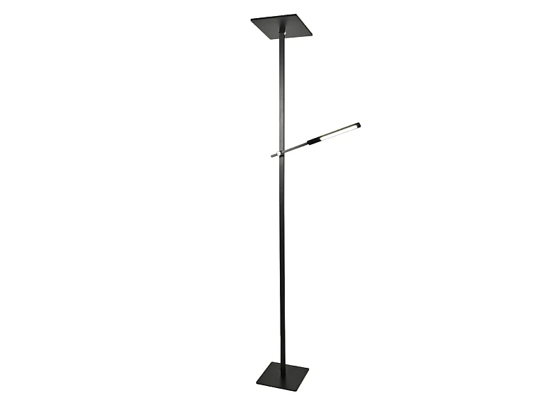 Ideal - Schwarze LED-Stehleuchte aus Metall H.180 cm Fabas Luce - 2 Lichter mit 40 W und 8 W mit integrierter LED 3000 K