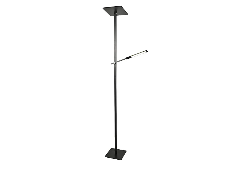 Ideal - Schwarze LED-Stehleuchte aus Metall H.180 cm Fabas Luce - 2 Lichter mit 40 W und 8 W mit integrierter LED 3000 K