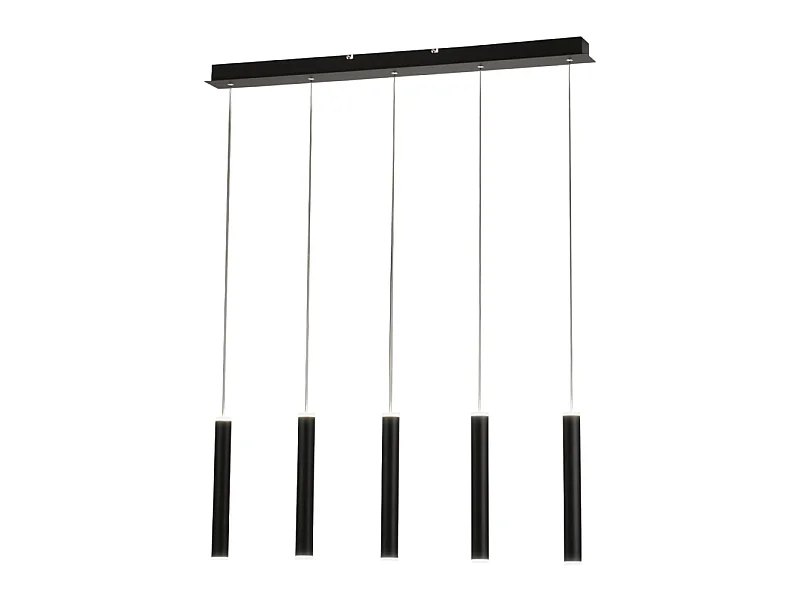Suspension Fabas Luce Prado 5 lumières - LED 33 W dimmable - Noir mat Design linéaire