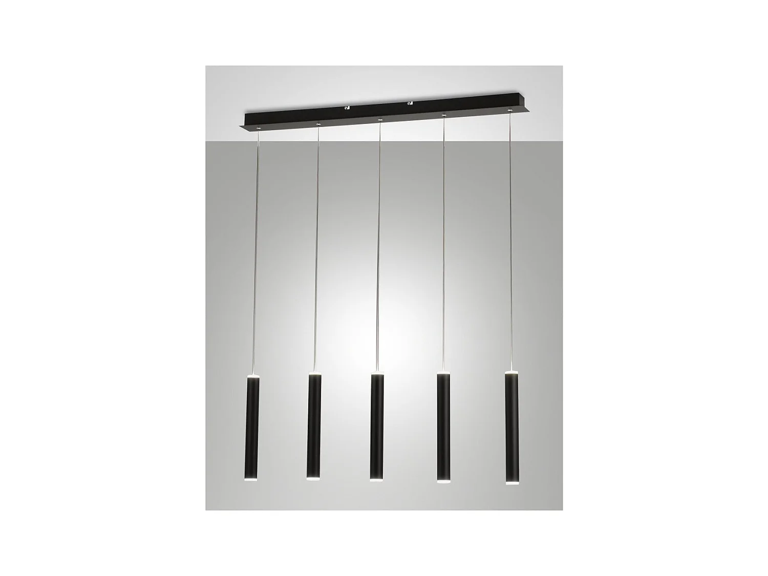 Fabas Luce Prado 5-lichts hanglamp - 33W dimbare LED - Mat zwart Lineair design