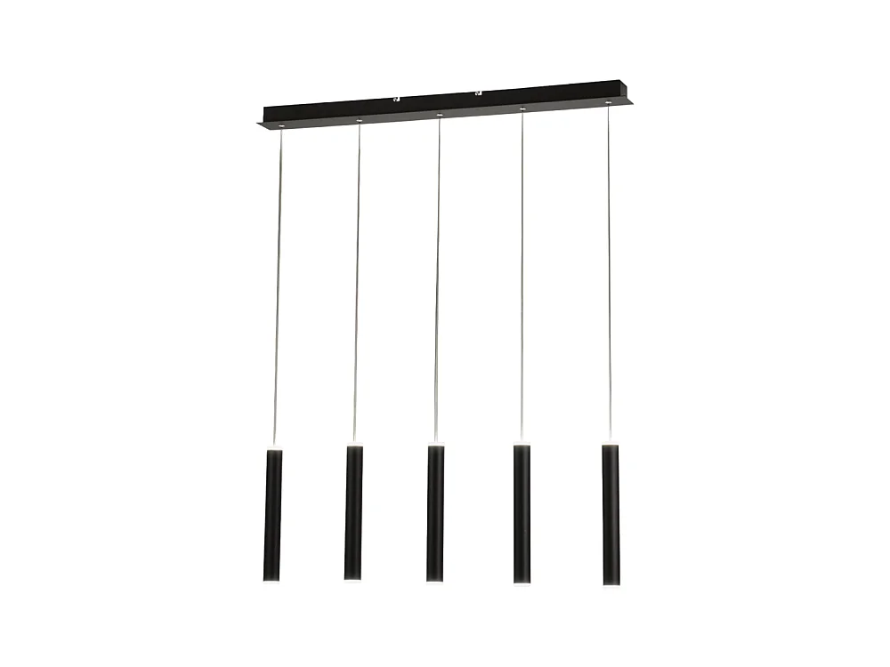 Suspension Fabas Luce Prado 5 lumières - LED 33 W dimmable - Noir mat Design linéaire
