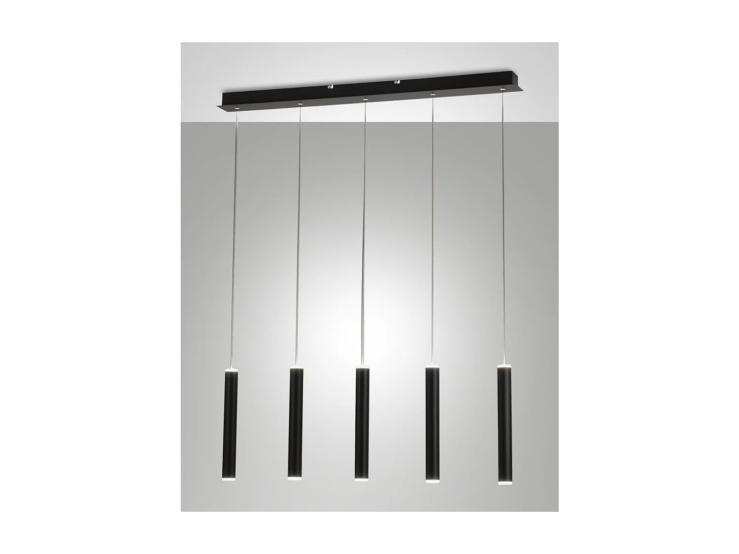 Fabas Luce Prado 5-lichts hanglamp - 33W dimbare LED - Mat zwart Lineair design