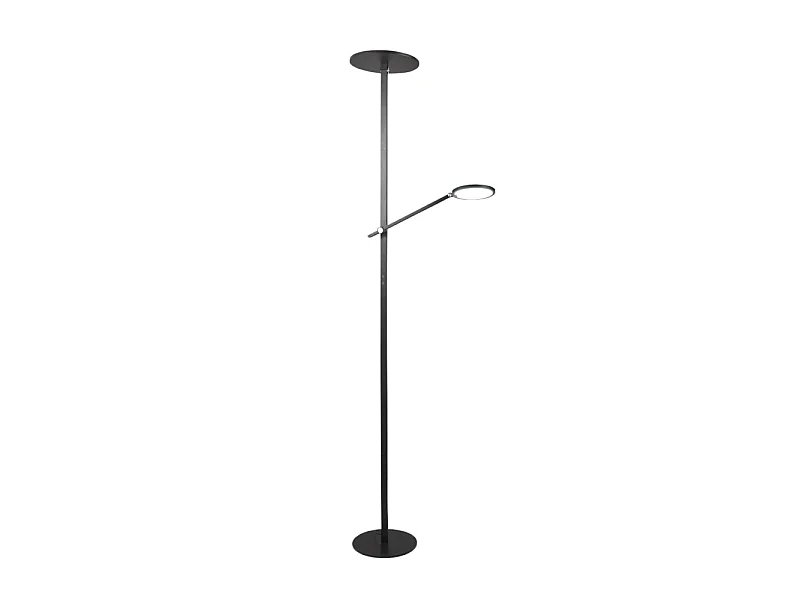 Regina - Lampadaire LED noir en métal H.180 cm Fabas Luce - 2 lumières de 36W et 12W avec LED intégrée 3000K