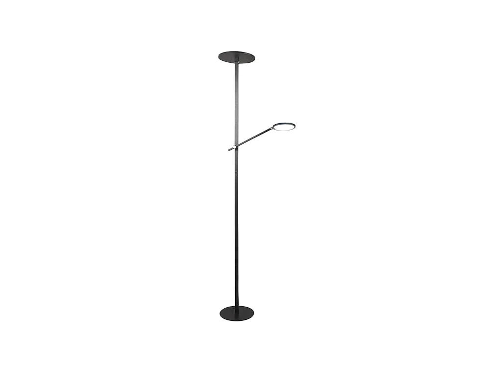 Regina - Lampadaire LED noir en métal H.180 cm Fabas Luce - 2 lumières de 36W et 12W avec LED intégrée 3000K
