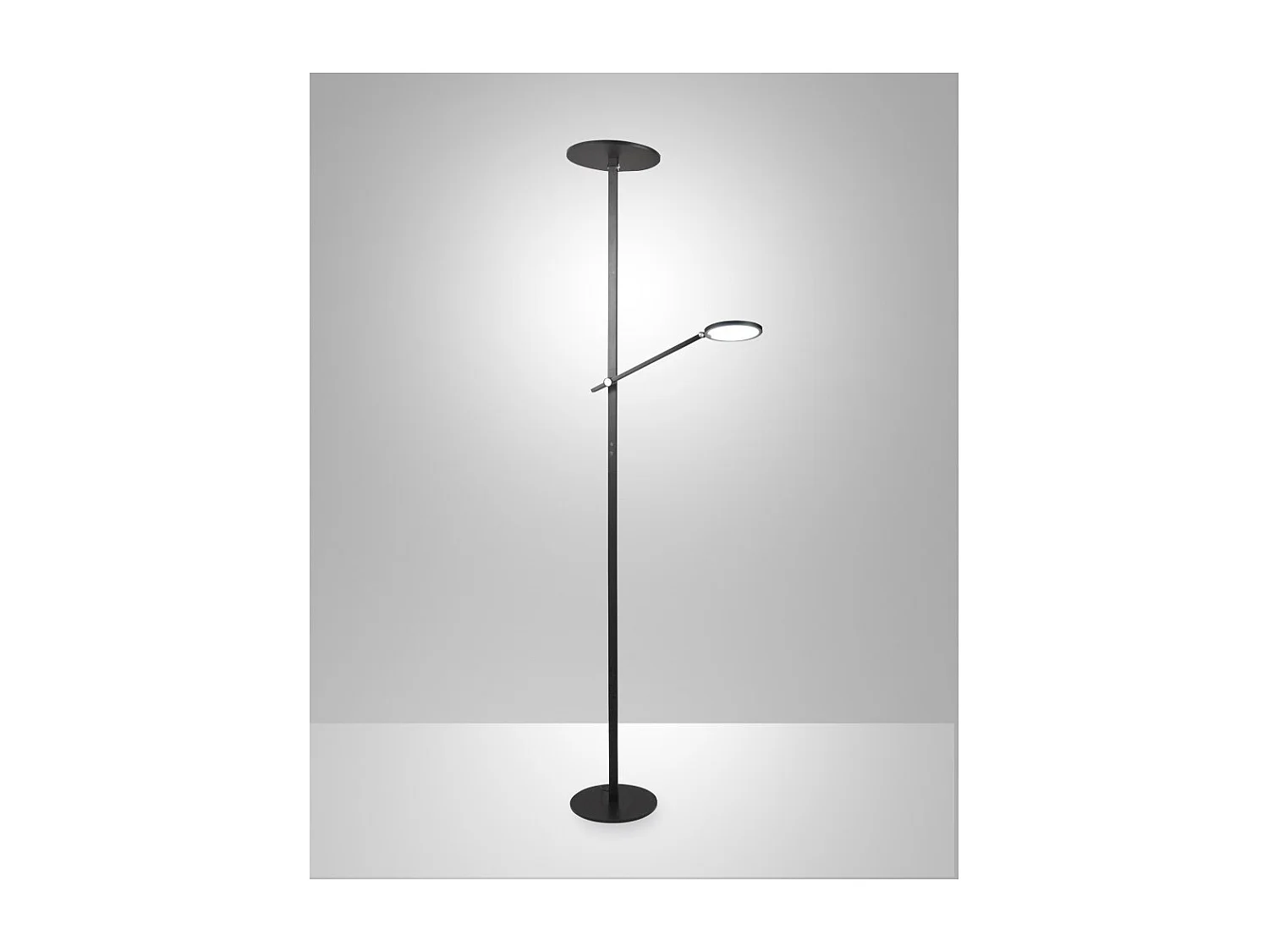Regina - Schwarze LED-Stehleuchte aus Metall H.180 cm Fabas Luce - 2 Lichter mit 36 W und 12 W mit integrierter LED 3000 K