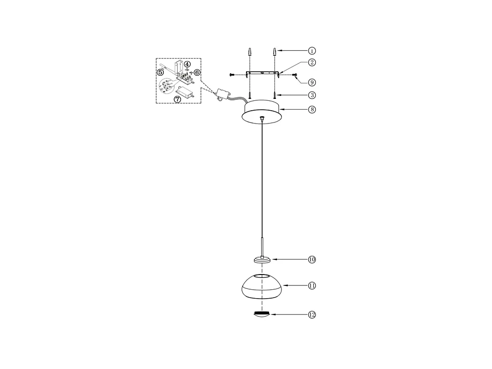 Arabella - Lampada a sospensione singola di Fabas Luce - Led 8W - Lampada da soffitto Diametro 14cm Bianca