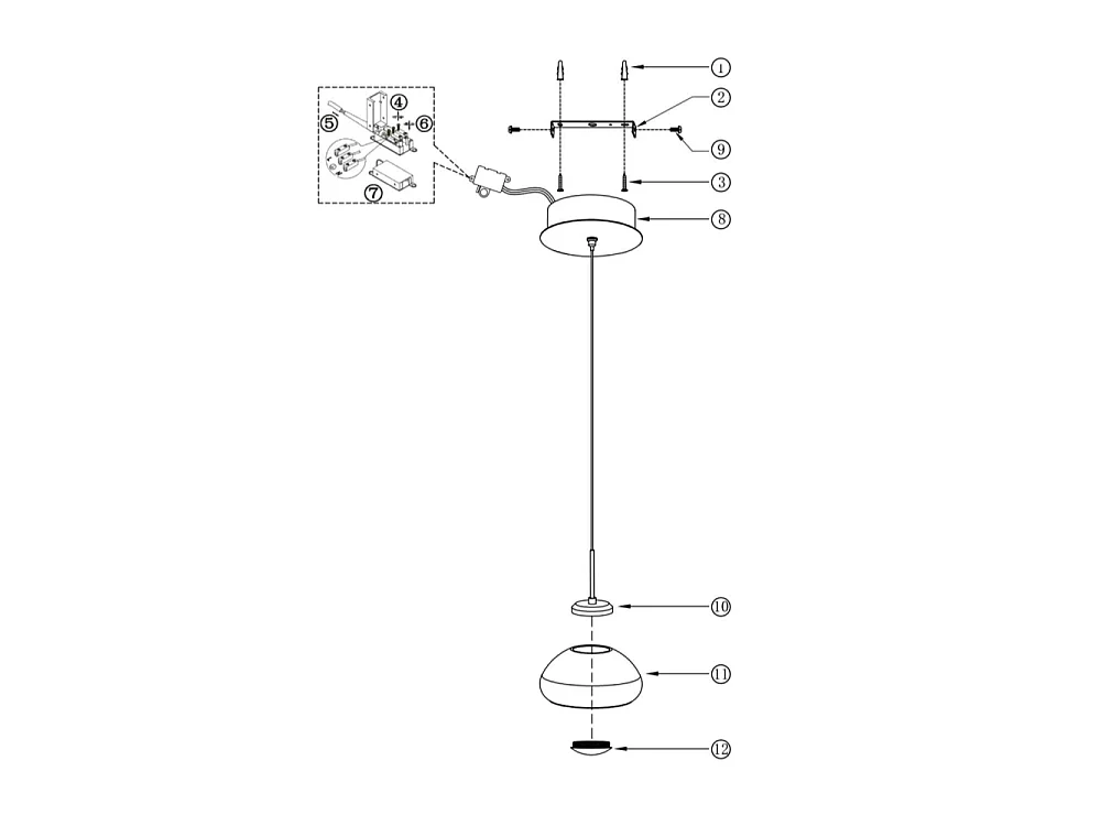 Arabella - Lampada a sospensione singola di Fabas Luce - Led 8W - Lampada da soffitto Diametro 14cm Bianca