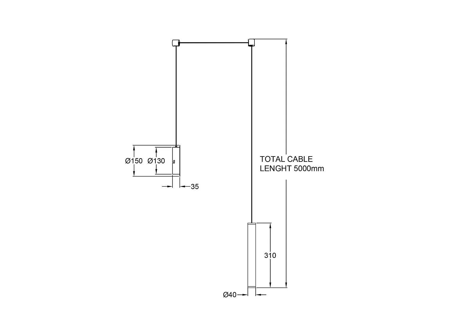 Prado mattweiße dezentrale Pendelleuchte - Fabas Luce - 6,5 W dimmbare LED - Dezentrale Montage