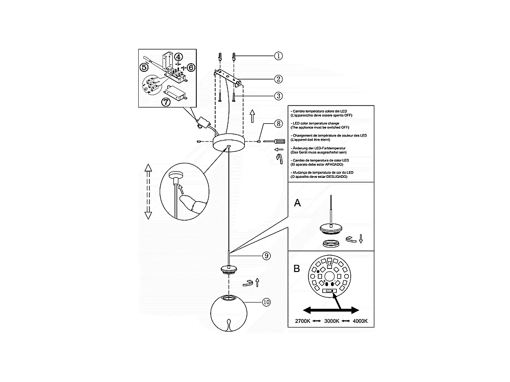 Ariel - Lámpara colgante individual transparente de Fabas Luce - LED regulable de 8 W - Lámpara de techo de diseño moderno