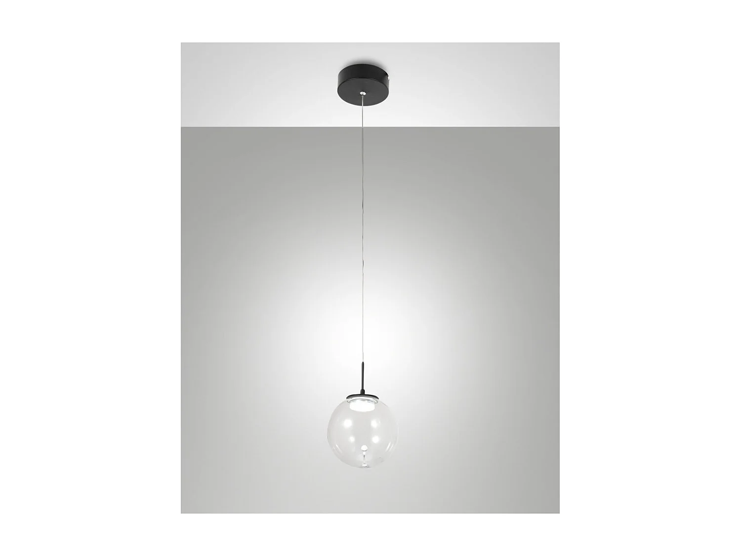 Ariel - Przezroczysta lampa wisząca pojedyncza marki Fabas Luce - Ściemnialna dioda LED 8 W - Nowoczesna lampa sufitowa