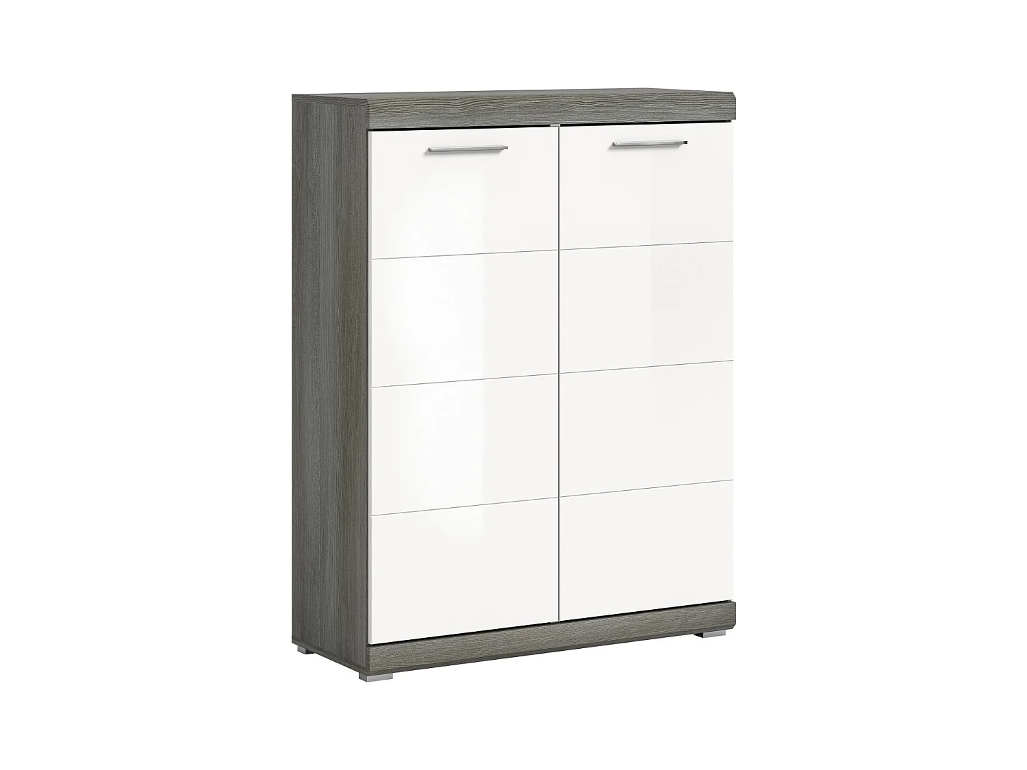 Buffet SCOTT – Blanc brillant – 2 portes, 7 niches – À poser