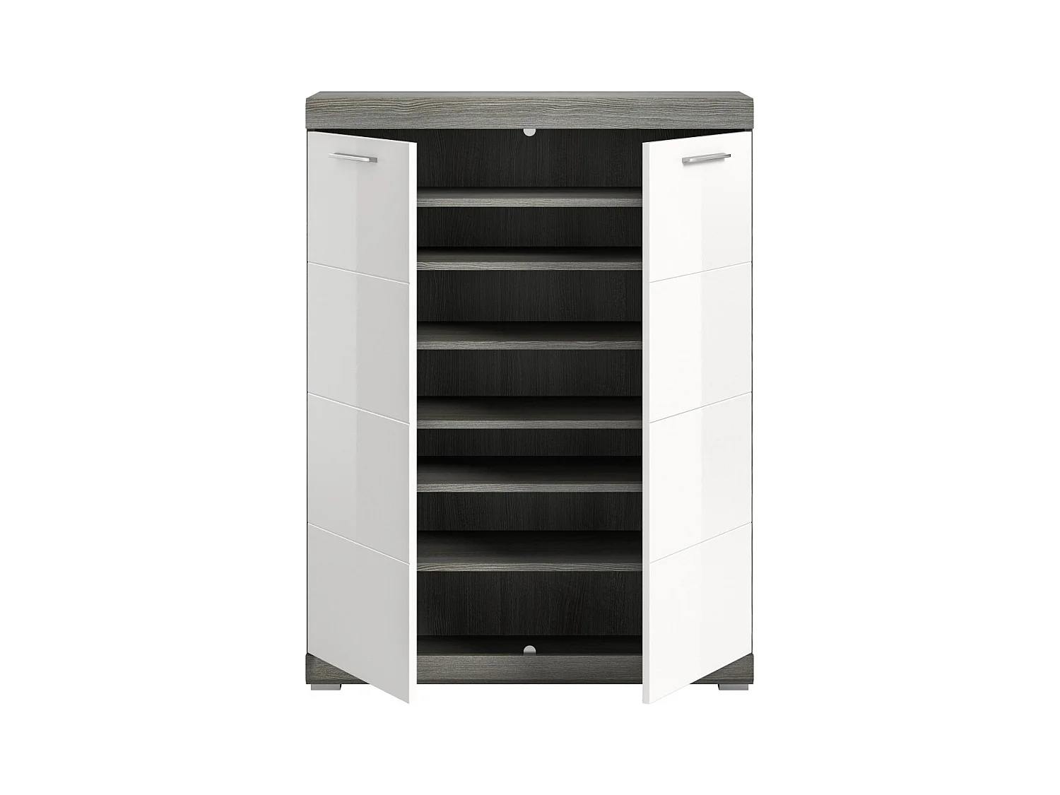 Buffet SCOTT – Blanc brillant – 2 portes, 7 niches – À poser