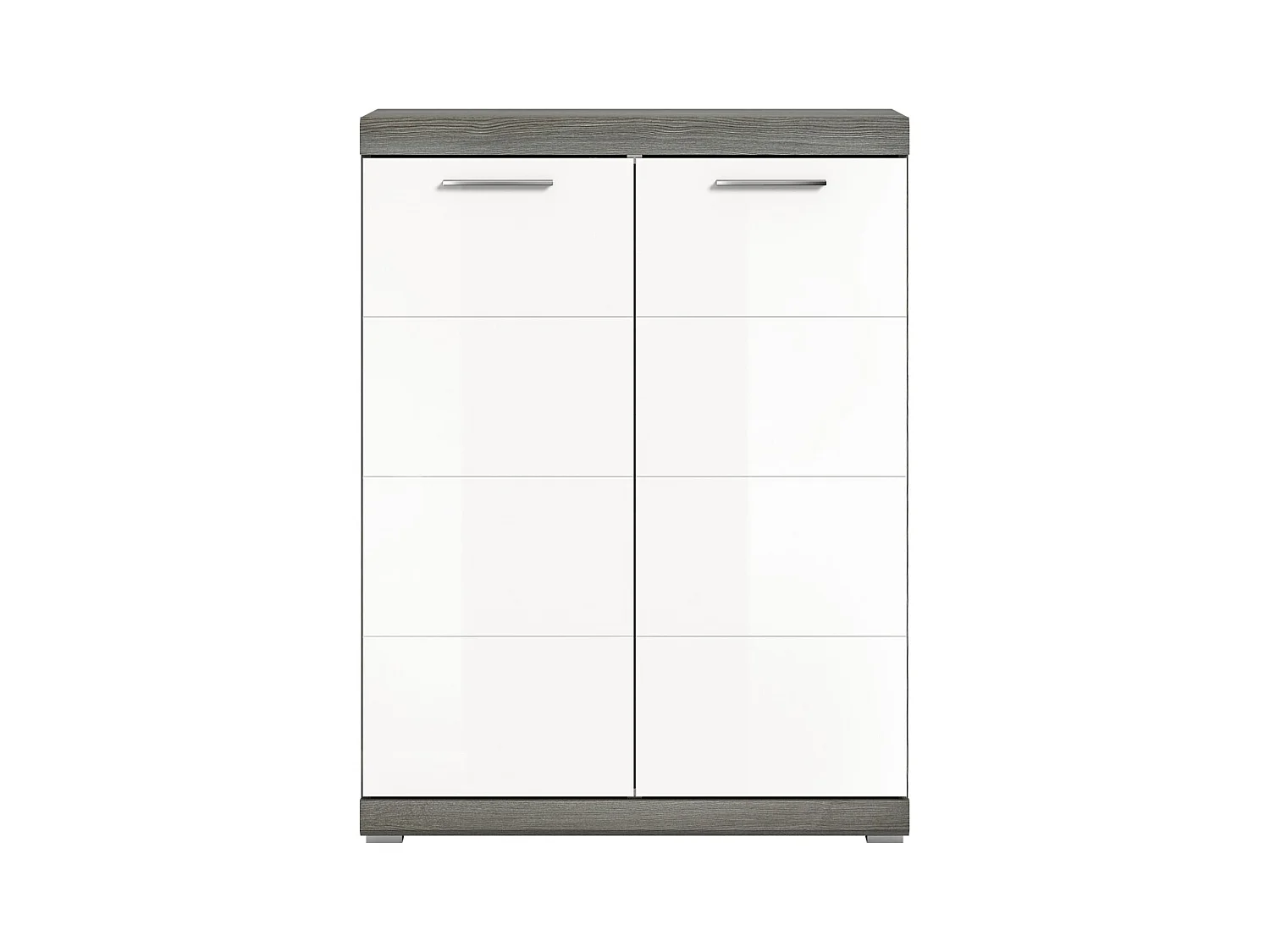 Buffet SCOTT – Blanc brillant – 2 portes, 7 niches – À poser