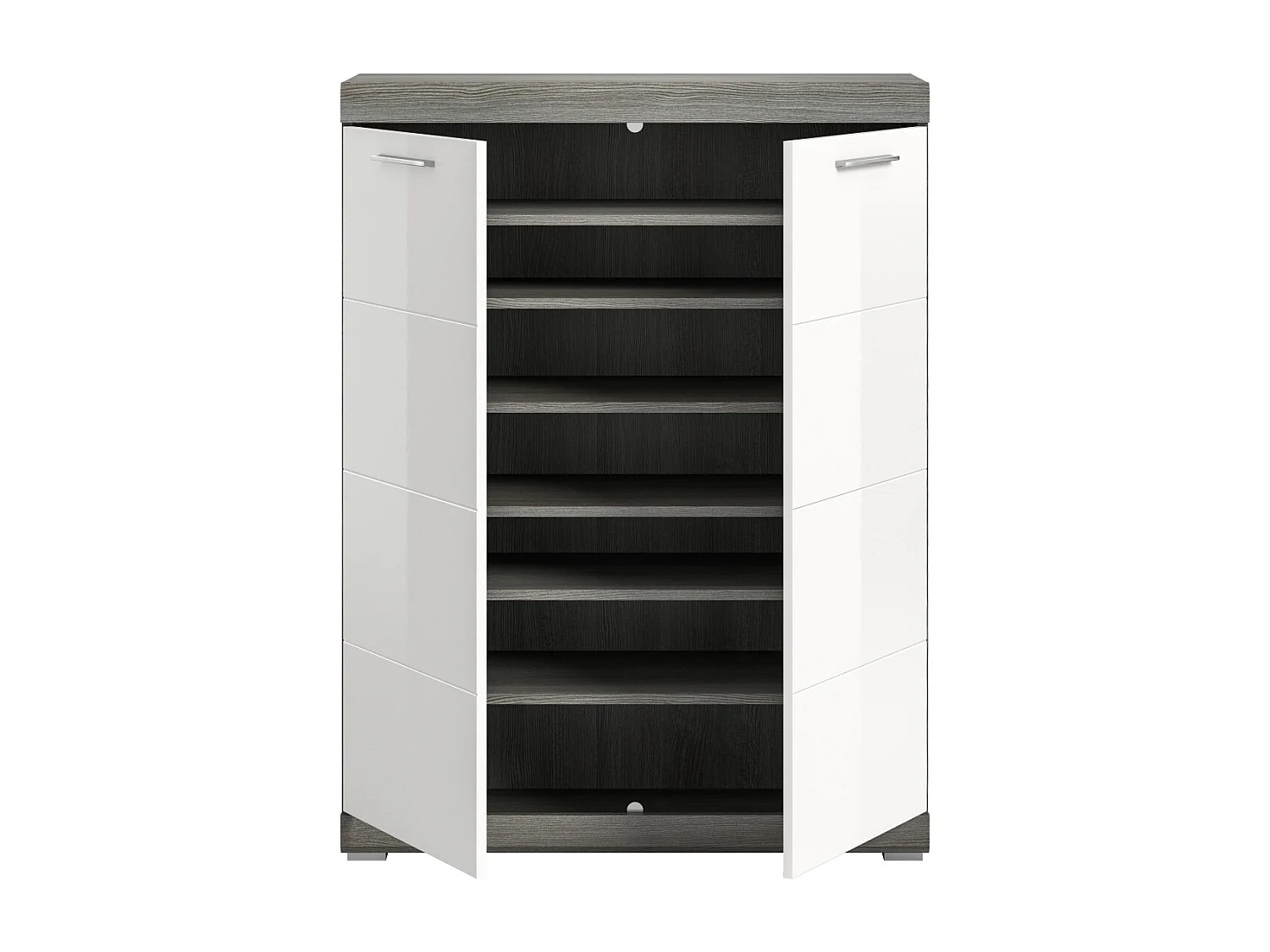 Buffet SCOTT – Blanc brillant – 2 portes, 7 niches – À poser