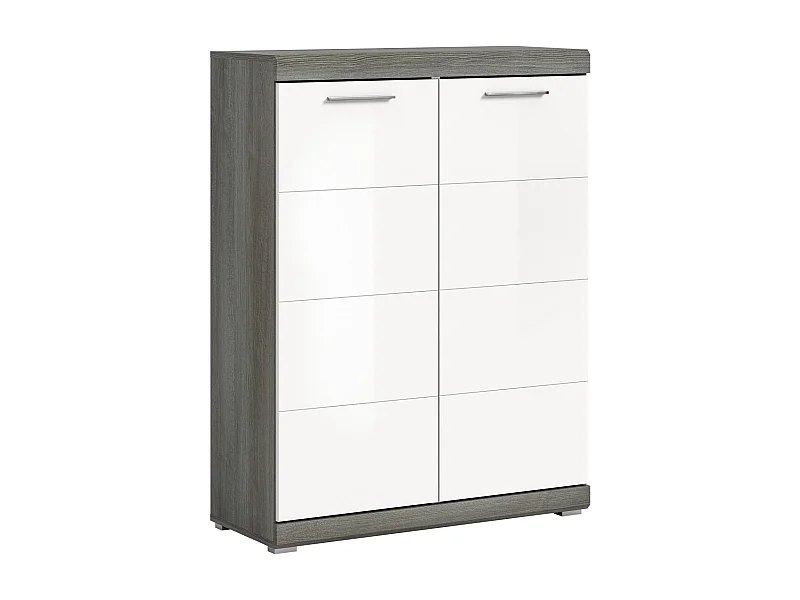 Buffet SCOTT – Blanc brillant – 2 portes, 7 niches – À poser