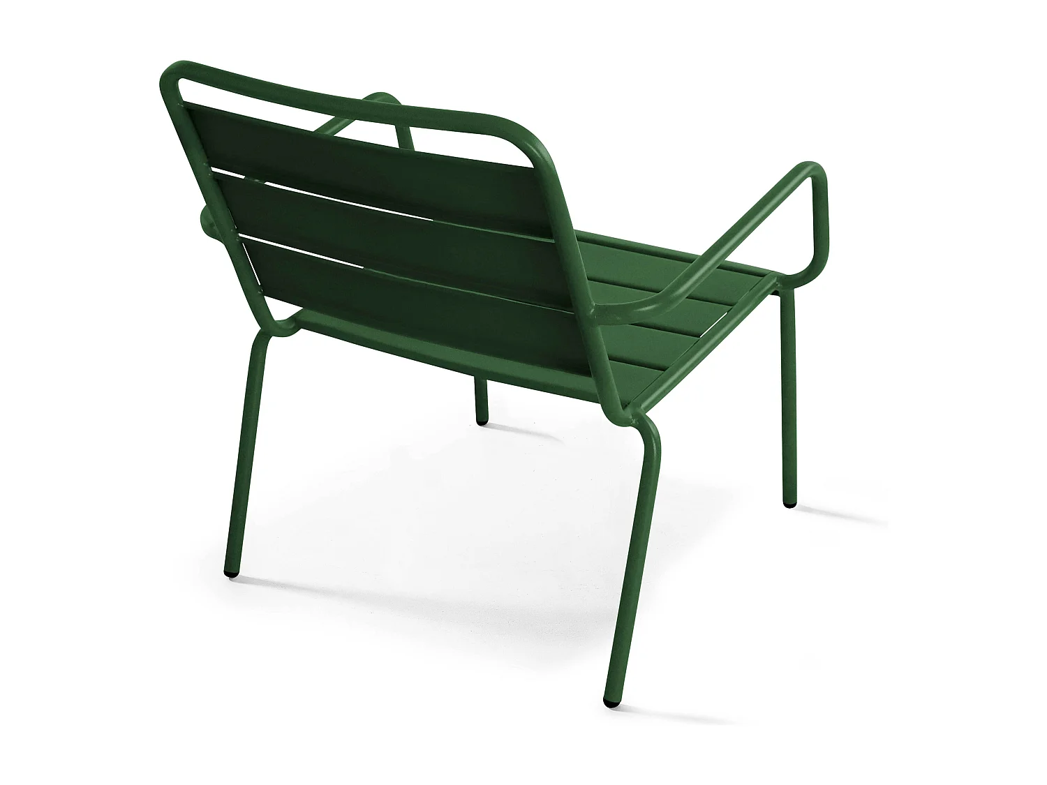 Set van 2 bosgroene metalen relaxfauteuils met voetensteun