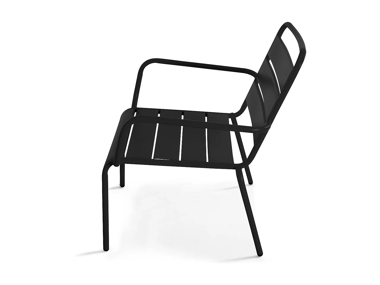 Lot de 2 fauteuils relax avec repose-pieds en métal Noir - Palavas