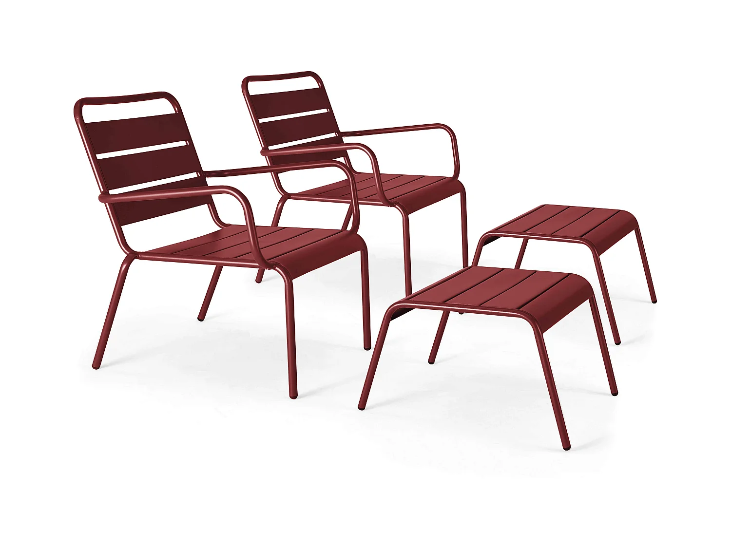 Lot de 2 fauteuils relax avec repose-pieds en métal Pourpre - Palavas