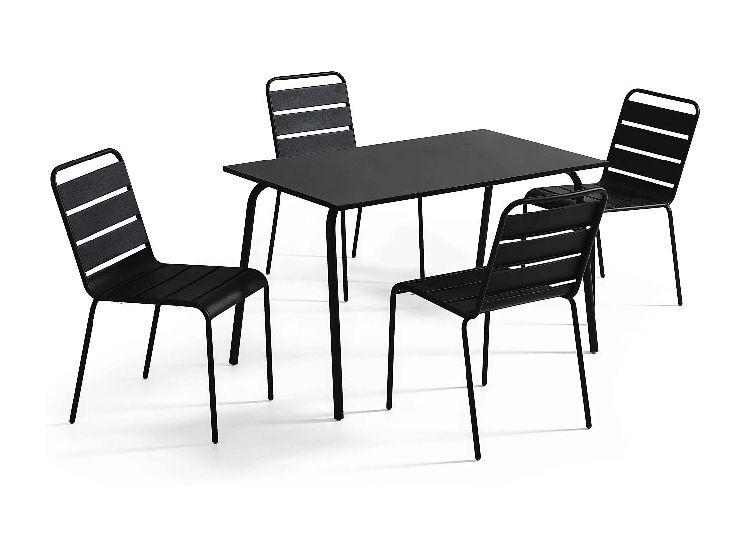 Ensemble table de jardin en métal et 4 chaises noir - Palavas